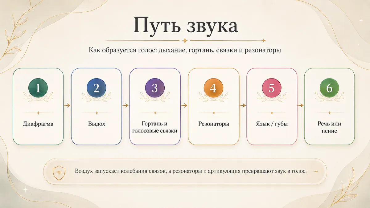 Как образуется голос: дыхание, гортань, связки и резонаторы