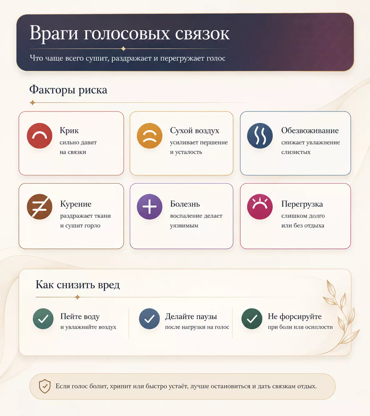 Что вредит голосовым связкам при тренировке голоса