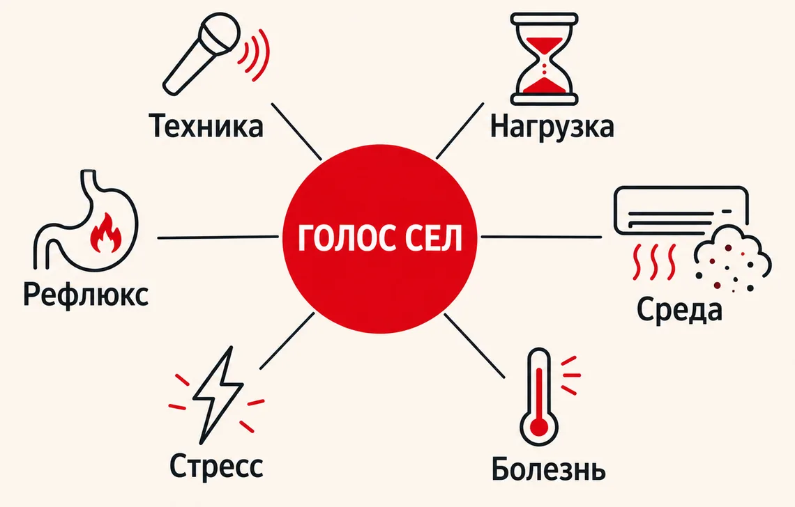 Основные причины осиплости и боли в горле после пения